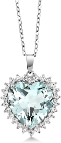 Miniatura 7 de Gem Stone King Collar de corazón de plata de ley 925 Collar con colgante de halo de amor para mujer 1/2 pulgada con cadena de plata