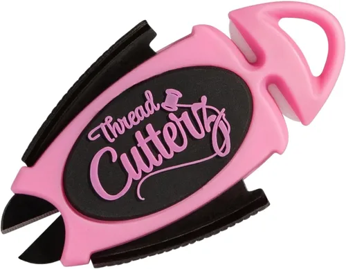 THREAD CUTTERZ Cortador de cerámica híbrido dual patentado + micro tijeras de acero inoxidable, hilo y hilo de hilo de bordar, color rosa