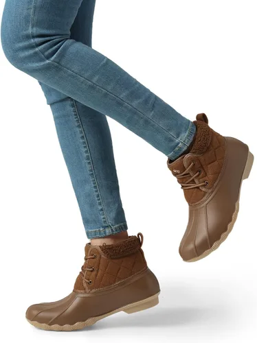 Miniatura 5 de DREAM PAIRS Botas de lluvia de pato para mujer, botas de nieve impermeables con cordones de invierno