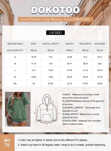 Miniatura 5 de Dokotoo - Sudaderas con capucha para mujer, con cuello de botón y cordón de ajuste, sudaderas casuales de manga larga