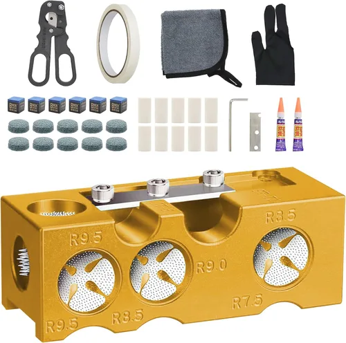 Miniatura 9 de Moldeador de punta de taco de billar 11 en 1, kit de repuesto de puntas de taco de piscina, puntas de taco de piscina, herramienta de punta de taco