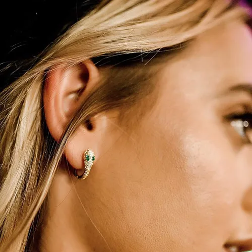 Miniatura 2 de VACRONA - Aretes tipo arracada de aro para mujer, chapados en oro de 14 quilates, diseño de Huggie