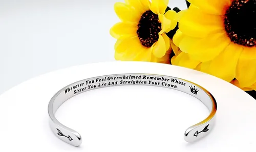 Miniatura 291 de Pulseras inspiradoras para mujer, joyería de acero inoxidable, con refranes, pulsera motivacional con mensaje oculto, pulseras grabadas para mejor