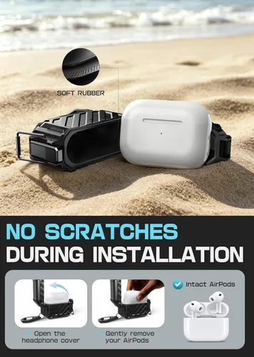 Miniatura 4 de SUPCASE Funda para AirPods Pro 3 con cerradura y mosquetón, [IP68 impermeable] [protección de grado militar] [soporta carga inalámbrica] cubierta