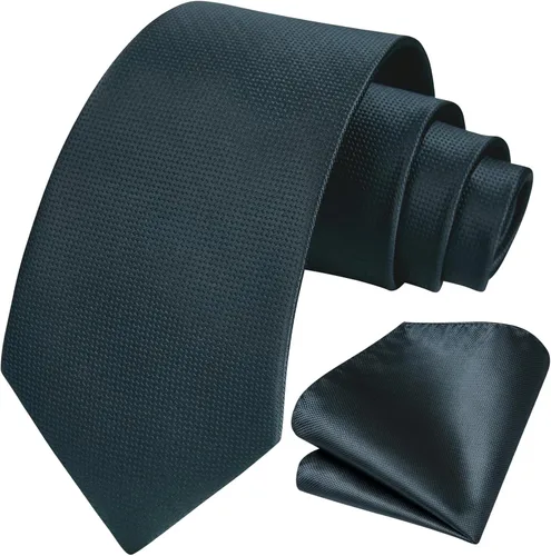 Miniatura 281 de HISDERN Conjunto de corbata a cuadros a cuadros pañuelo tejido clásico formal para hombre corbata y bolsillo cuadrado