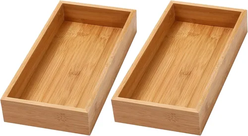 Miniatura 17 de YBM HOME Caja organizadora de cajones de bambú para cajón de cocina, oficina, dormitorio, habitación de los niños, manualidades, costura y baño