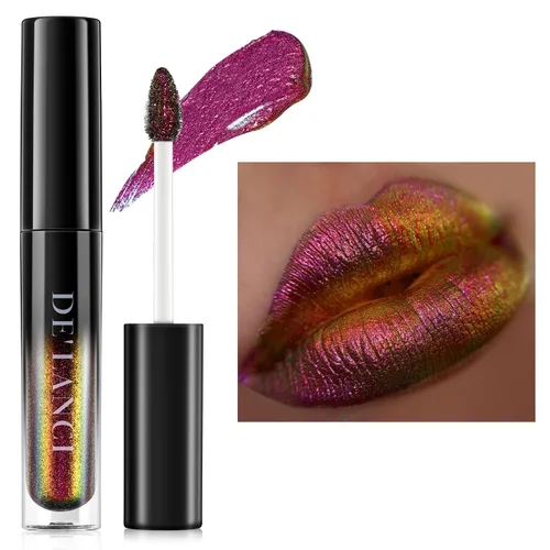 Miniatura 12 de Lápiz labial Chameleon color azul y verde, brillo de labios metálico brillante para mujeres y niñas, regalo de maquillaje de labios, hidratante Azul