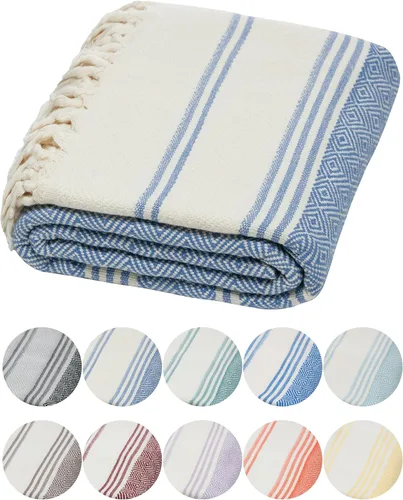 Miniatura 28 de DEMMEX Organic Diamond - Toalla turca de baño y playa 100% algodón turco certificado Oeko-TEX, ultra suave, de secado rápido, ligera, toalla