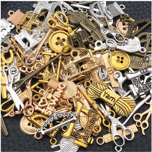 Miniatura 11 de WOCRAFT 100 piezas dijes de Navidad para hacer joyas, dijes surtidos para joyas, brazaletes y pulseras, dijes de metal mixtos a granel al por mayor