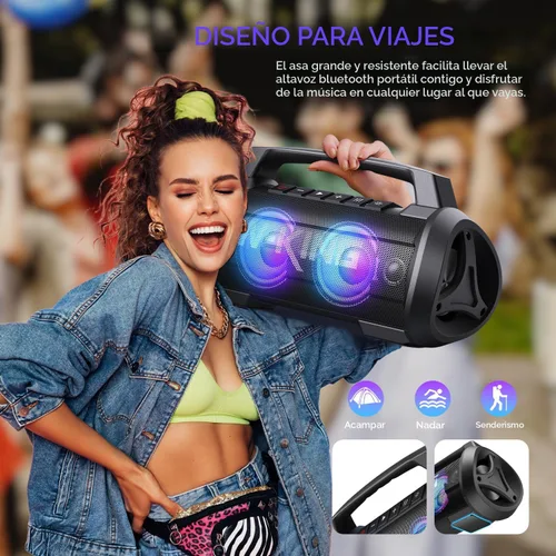 Miniatura 9 de W-KING Altavoces Portátiles Bluetooth Inalámbricos, Altavoz Bluetooth Más Potente de 120W Máx, Altavoz Exterior Impermeable IPX6 con Graves