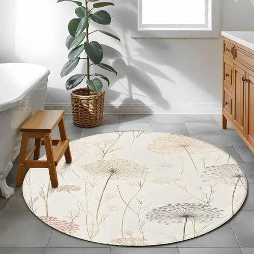 Miniatura 4 de Area Rug, Dandelion Retro Leaves Non-Skid Rubber Backing Large Rectangle Rugs - Living Room Bedroom Home Office, Farmhouse Botanical Watercolor