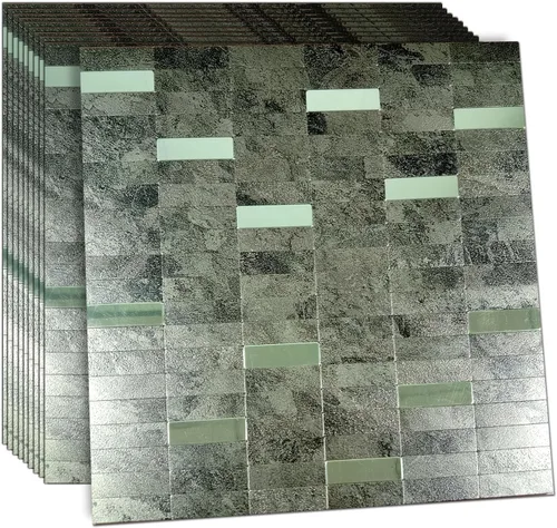 Miniatura 16 de XUANINY Azulejos de Mosaico de Aluminio Autoadhesivos para Despegar y Pegar, Pegatinas de Azulejos de Pared para Salpicadero de Cocina