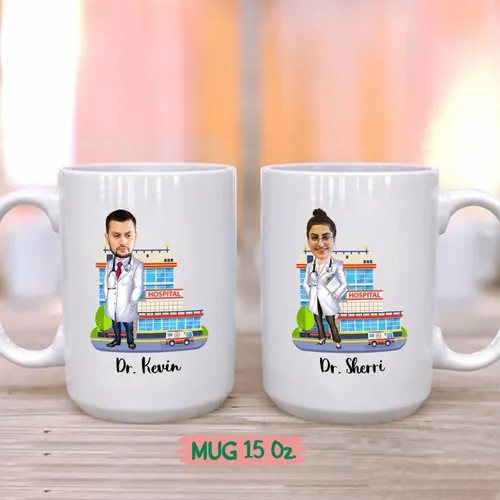 Miniatura 2 de Taza de café personalizada con foto de doctor de 11 y 15 onzas, divertida taza de café de doctor regalo para agradecer a hombres, mujeres, cirujano