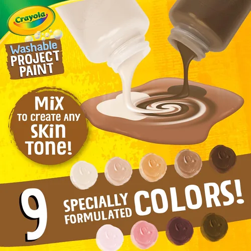 Miniatura 4 de Crayola Colors Of The World - Pintura lavable, 8 onzas (9 unidades), pintura a granel en tono de piel, suministros de arte y manualidades