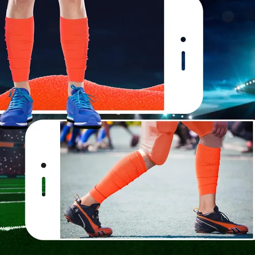 Miniatura 5 de Panitay 4 pares de mangas de pierna para acompañar calcetines de compresión de pantorrilla para fútbol, fútbol, baloncesto, combina con tu