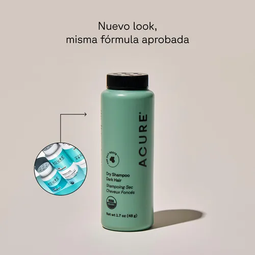 Miniatura 2 de Acure Champú Seco - Champú en polvo mini para mujeres con cabello castaño oscuro y negro, cuidado para refrescar el color teñido tratado con romero