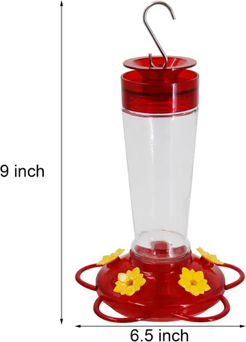 Miniatura 2 de Shrdaepe Comedero para colibríes, comedero para pájaros con botella de vidrio, 5 puertos de alimentación, capacidad de néctar de 10 onzas Rojo