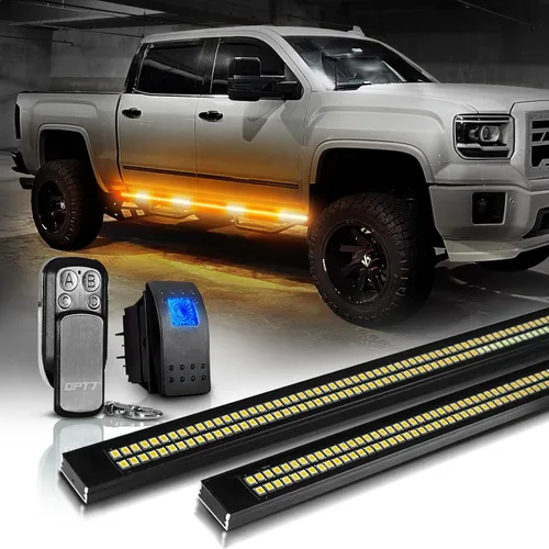 OPT7 Sidekick 2 piezas de 60" de luces LED para estribo de aluminio, luces de emergencia rígidas resistentes al clima con señal de giro secuencial