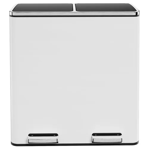 Cubo de basura doble de 60 L (16 galones), cubo de basura de cocina de acero inoxidable, cubo de basura clasificado de doble compartimento, cubo de