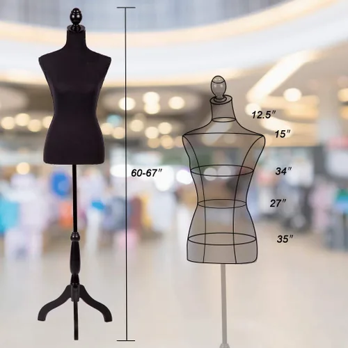 Miniatura 2 de Maniquí Torso Manikin Forma de Vestido Femenino Modelo Torso Exhibición Cuerpo Maniquí Cuerpo 60-67 Pulgadas Altura Ajustable Trípode Soporte