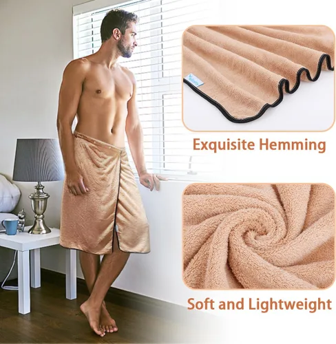 Miniatura 6 de kilofly 2 toallas de baño ajustables para hombre con cierre a presión, 26 x 54 pulgadas