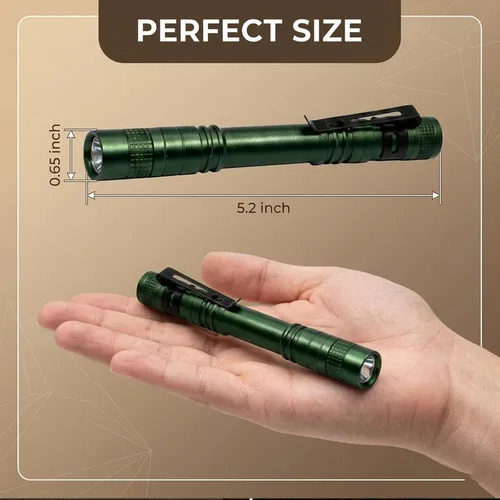 Miniatura 2 de Paquete de 2 linternas para bolígrafo, interruptor trasero de un solo modo, mini linterna LED alimentada por 2 baterías AAA, luz de bolsillo