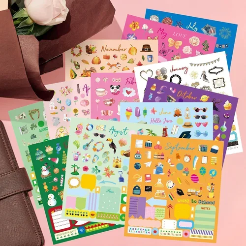 Miniatura 4 de Fancy Land 24 hojas de calcomanías navideñas surtidas para planificador, calendario, diario, álbumes de recortes, calcomanías para niños y adultos