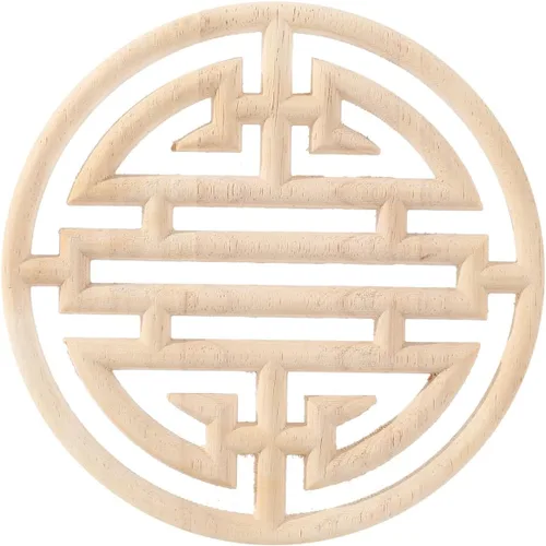 Miniatura 7 de Apliques redondos de madera tallada Onlays - Madera de caucho - 10x10cm/3.94x3.94in - Juego de 1