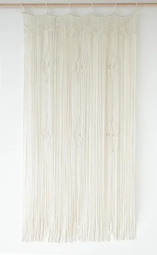 Miniatura 6 de IOWER Cortina de macramé larga de algodón para ventana, cortinas bohemias para dormitorio, boda, telón de fondo, divisor de habitación, puerta