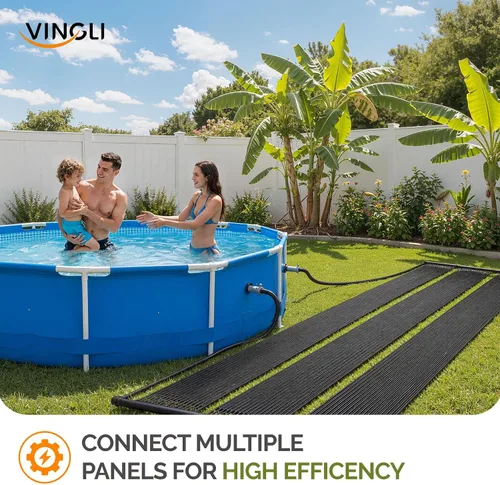 Miniatura 3 de VINGLI Calentador solar de piscina de 2.4 x 20 pies, sistema de calefacción de piscina de alta eficiencia resistente a la intemperie, calentador
