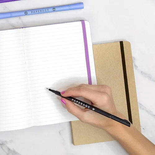 Miniatura 6 de PAPERAGE - Libreta de rayas con líneas recicladas, (color negro), 160 páginas, tamaño mediano de 5.6 x 8 pulgadas - papel grueso de 100 g/m²