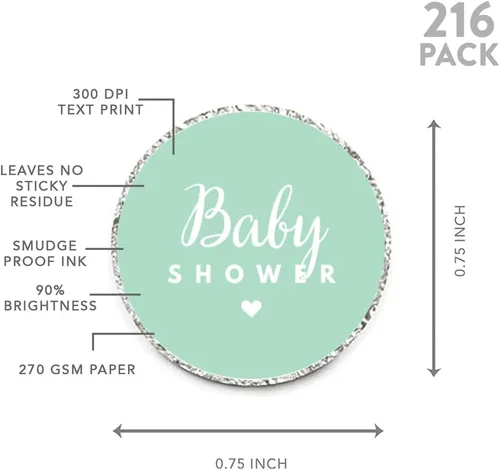 Miniatura 5 de Andaz Press Trío de etiquetas de gotas de chocolate, se adapta a besos, baby shower, verde menta, paquete de 216 Verde (Mint Green)