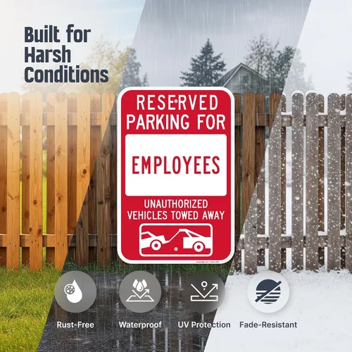 Miniatura 2 de SmartSign Cartel de estacionamiento reservado para empleados, paquete de 2, letrero remolcado de vehículos no autorizados, 18 x 12 pulgadas