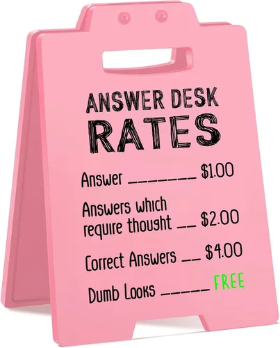 Miniatura 49 de Letrero divertido para escritorio de oficina, placa de humor con texto en inglés "Responder Desk Rates", regalo sarcástico divertido para compañeros