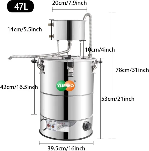 Miniatura 2 de YUEWO Calefacción eléctrica de 110 V, destilador automático de agua sin alcohol, barril de whisky, kit de fabricación de vino para encimera casera