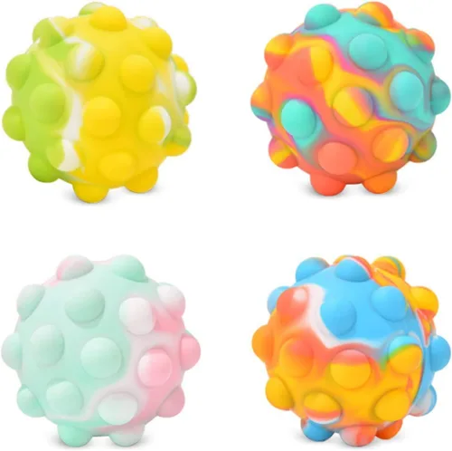 Regalos para niños, 4 paquetes de juguetes para ansiedad de bola de reventar burbujas 3D, juguete sensorial, regalo para aliviar el estrés, juego