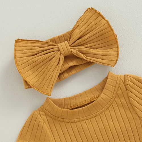Miniatura 12 de Traje de verano para niña pequeña, de manga corta, acanalado, overol liso, pantalones cortos, ropa para recién nacidos