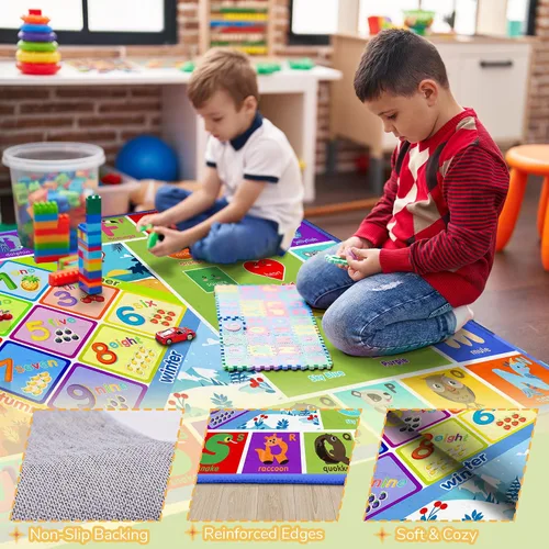 Miniatura 3 de 3x5 Pequeña Alfombra para Sala de Juegos y Aula de Niños - Alfombra Educativa del Alfabeto ABC con Animales, Números y Formas - Alfombra de Juguetes