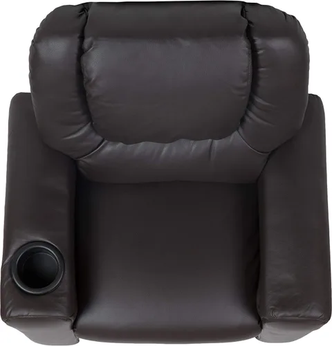 Miniatura 8 de BizChair Sillón reclinable infantil LeatherSoft marrón con portavasos y reposacabezas Piel suave de color café.