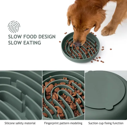 Miniatura 5 de Coomazy Cuencos grandes de silicona de alimentación lenta para perros, juguete interactivo de rompecabezas para el entrenamiento de alimentos