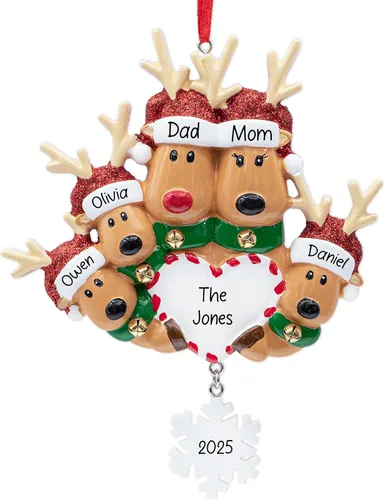 Miniatura 9 de Adorno navideño personalizado de familia de 3 renos 2026 Familia de ciervos Rodolfo para árbol de Navidad Recuerdo personalizado para padres