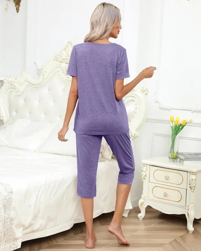Miniatura 3 de difficort Conjunto de pijama de manga larga para mujer, ropa de dormir con bolsillos
