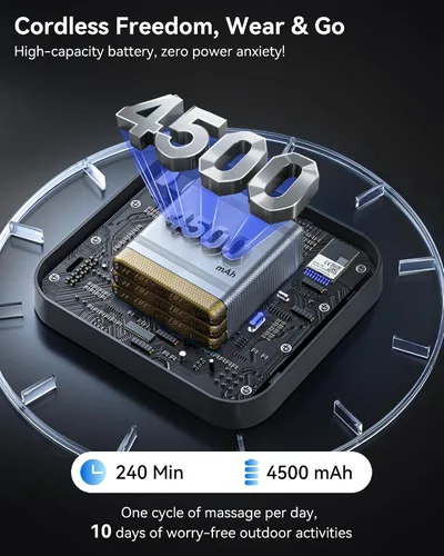 Miniatura 6 de KingPavonini Masajeador inalámbrico de compresión de piernas con 5 cámaras superpuestas y calor de 3 pies, masajeador de piernas de 4500 mAh