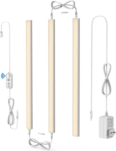 Miniatura 19 de ASOKO Iluminación LED regulable para debajo del armario para cocina, 6 barras de luz LED de 12 pulgadas, luz LED de armario blanca cálida 3000 K, 12