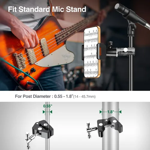 Miniatura 5 de elitehood Soporte y soporte giratorio para teléfono con inclinación de 360 grados, ajustable para micrófono Music Boom y todos los iPhone, teléfono