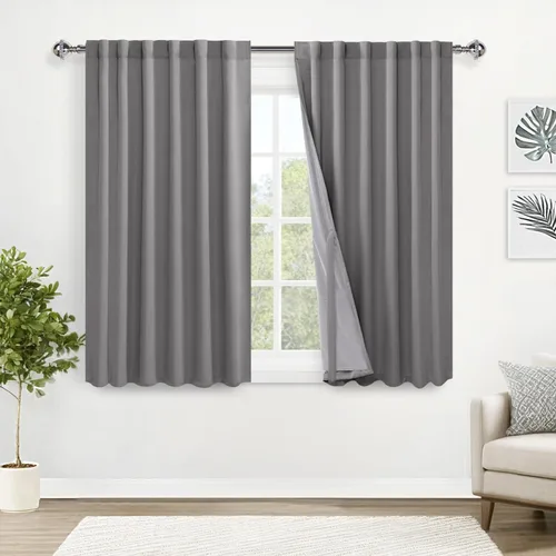Miniatura 30 de XWZO Cortinas blancas 100% opacas con alzapaños, 2 capas gruesas completamente sombreadas con bolsillo para barra y pestaña trasera, cortinas