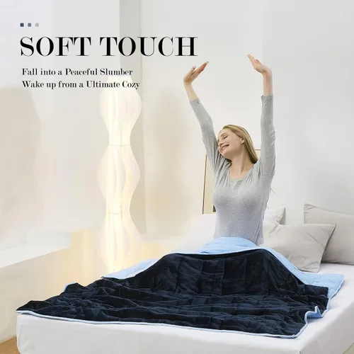 Miniatura 2 de Satwip Manta con Peso Azul de 12 Libras, Manta de Cama con Peso de Franela Suave y Cálida con Lijado Suave y Transpirable, 48 x 72 pulgadas, Azul