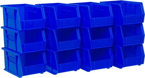 Akro-Mils 30237BLACK Contenedores apilables de plástico 9-1/4- por 6- por 5- pulgadas, color morado, paquete de 5 unidades Azul