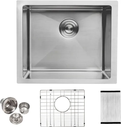 Miniatura 19 de Lordear Fregadero de cocina para interiores y exteriores de 15 x 17 con grifo plegable, Samll Bar Prep 16 calibre T304 de acero inoxidable