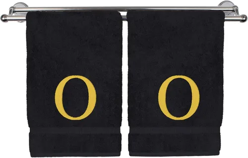 Miniatura 37 de Toalla de mano monogramada, regalo personalizado, juego de 2 - Toalla bordada con letra de bloque dorada - Extra absorbente 100% algodón turco